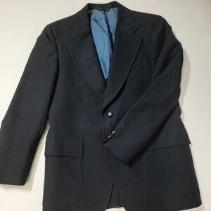 Vintage Kingswood Hughes & Hatches Blazer Mens Navy Textured Sport Coat USA